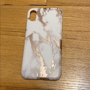iPhone X white and gold marble phone case